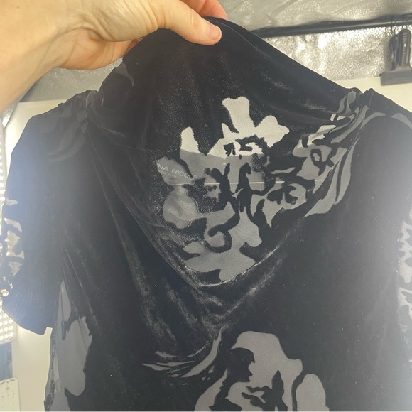 Vtg Donna Ricco Black Velvet Burnout Maxi Slip Dress Silk Size 10 Whimsygoth Y2K - Picture 6 of 14